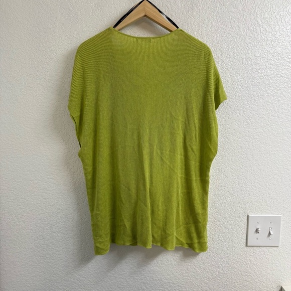 JOSIE NATORI Melange Knit Silk & Cotton Pullover in Key Lime Size L BNWT - Picture 2 of 5